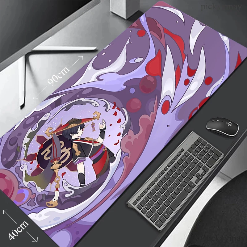 

Gamer Mousepad Genshin Impact Mouse Pad Large Mouse Mat Natural Rubber Table Rug PC Desk Mat Popular Desk Pad 90x40cm Mousepads