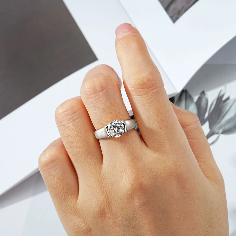 Rrjzz 6,5 mm Solitär-Ring mit rundem Schliff und D-Farbe, Moissanit-Verlobungsring, funkelnder Versprechen-Ehering für Frauen, GRA-Schmuckgeschenke – Detail 8