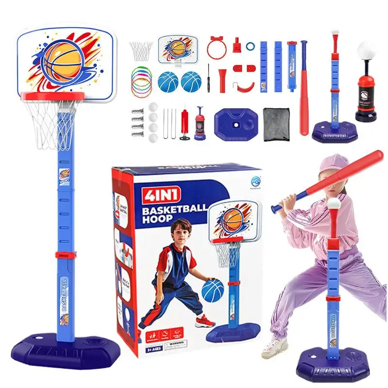 

4 In 1 Basketball Stand 4 In 1 Basketball Stand Toy Sport Toys With Various Sports Modes For School Parties Family Gatherings