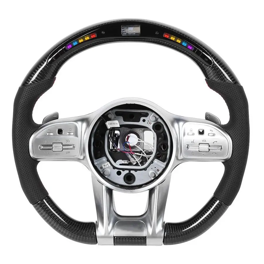 LED Smart Carbon Fiber Steering Wheel Assembly Upgrade to AMG Compatible With  W204 W205 W211 AMG GLE CLA