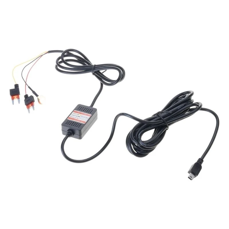 

652F Car DVR Exclusive Power Boxes Cable 3-Wire 12~24V to 5V 3A Mini USB Cord Car Charging Wire for Mini USB Port Device