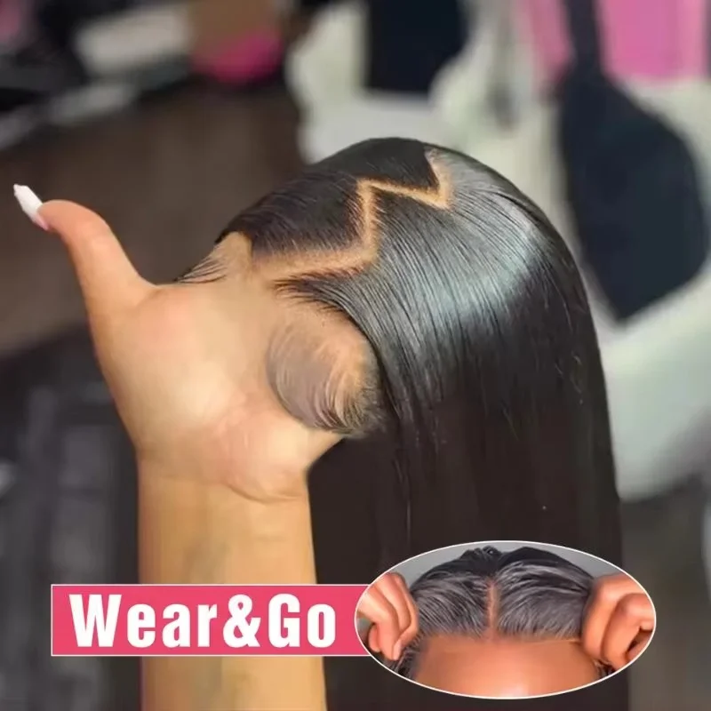 

Glueless Wear and Go Bone Straight Lace Front Wigs 5x5 Pre-Cut Lace Wig Human Hair Ready To Wear Lace Closure Wig For Women