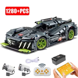 1:14 Technical Car 42156 Peugeoted 9X8 Mans Hybrid Hypercar Building Blocks Sportcar Bricks Super Racing Vehicle Toys Kids Gifts