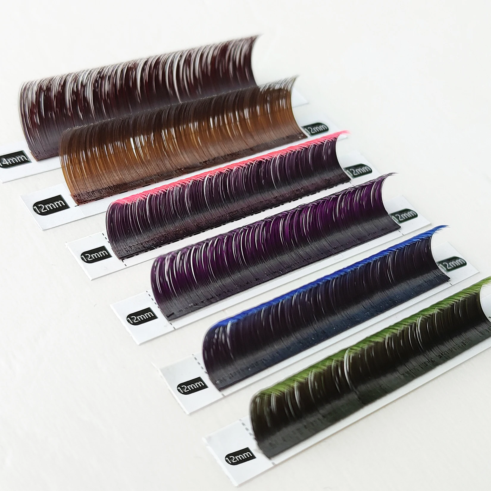 CoMango Gradient Chocolate Brown Purple Blue Easy Fan Eyelash Blister Rapid Grafting Fake Lash Strip Ombre Lash Lifting Makeup