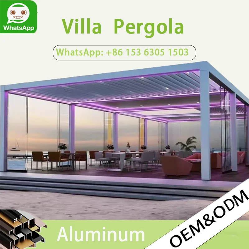 

OneAlu Electric Aluminum Gazebo - Eco Waterproof Roller Roof Sunshade for Outdoor Garden & Backyard