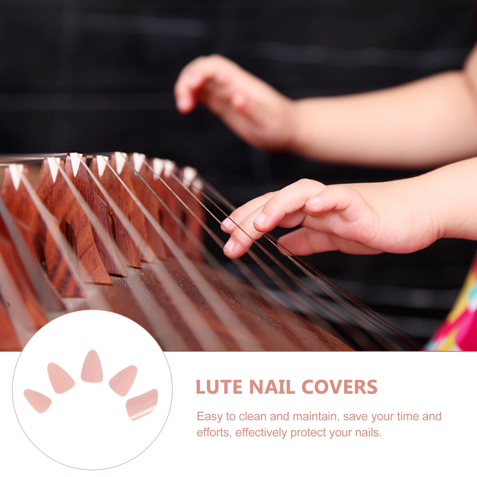 

5pcs Lute Nails Premium Nylon Smooth Edge Durable String Instrument Accessory For Guzheng Players Fingertip Protection Covers