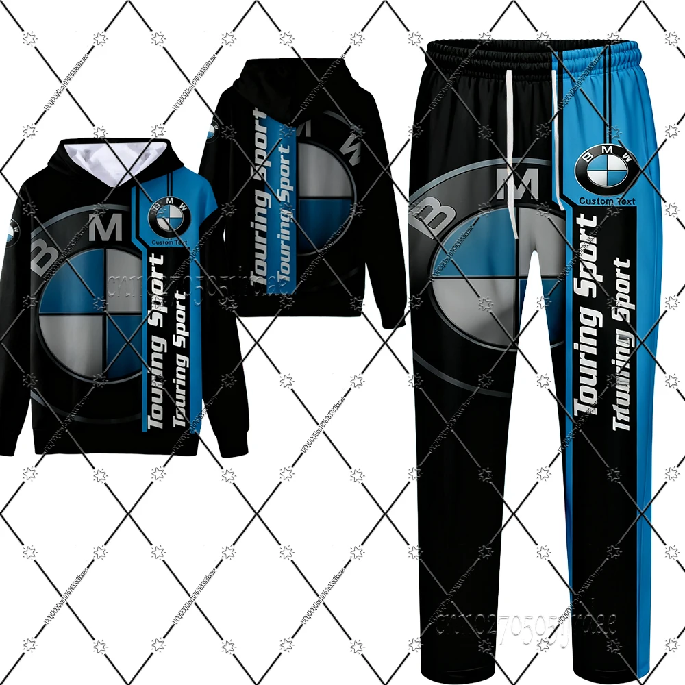 

Autumn Winter New BMW Hoodies+Long Pants Suits Men Women Racing Sports Long Pants Sets Motorcycle Hoodie Set Christmas Gifts