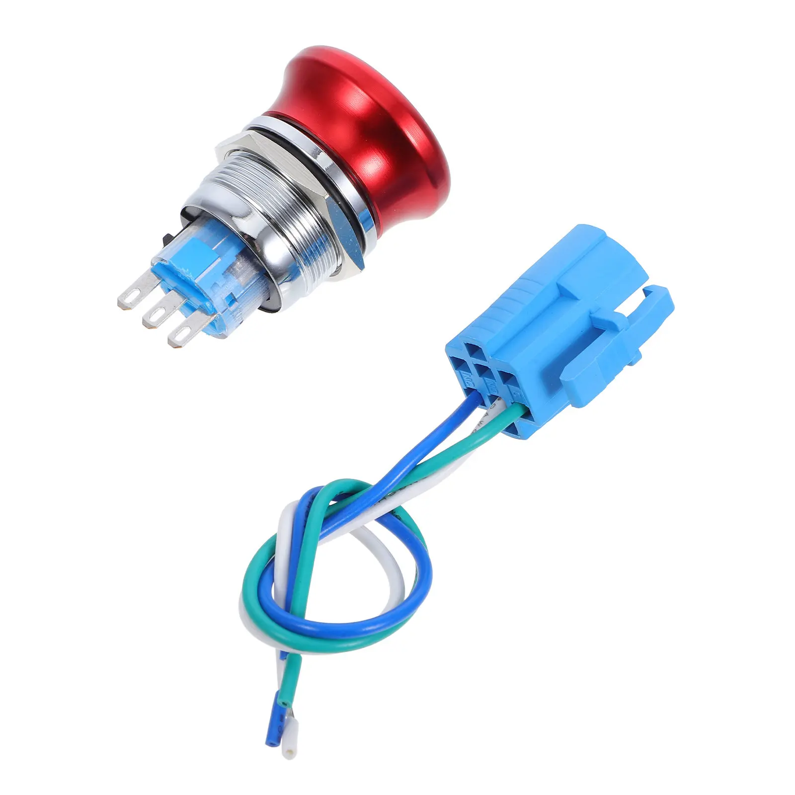 Emergency Stop Switch Button 22mm Metal Latching Push Button for Industrial Machinery Power Off