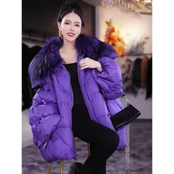 2025 Explosive High-grade Purple Warm Cotton-padded Parkas Winter Unique Super Good-looking Thick Cotton-padd Jacket Women Coat
