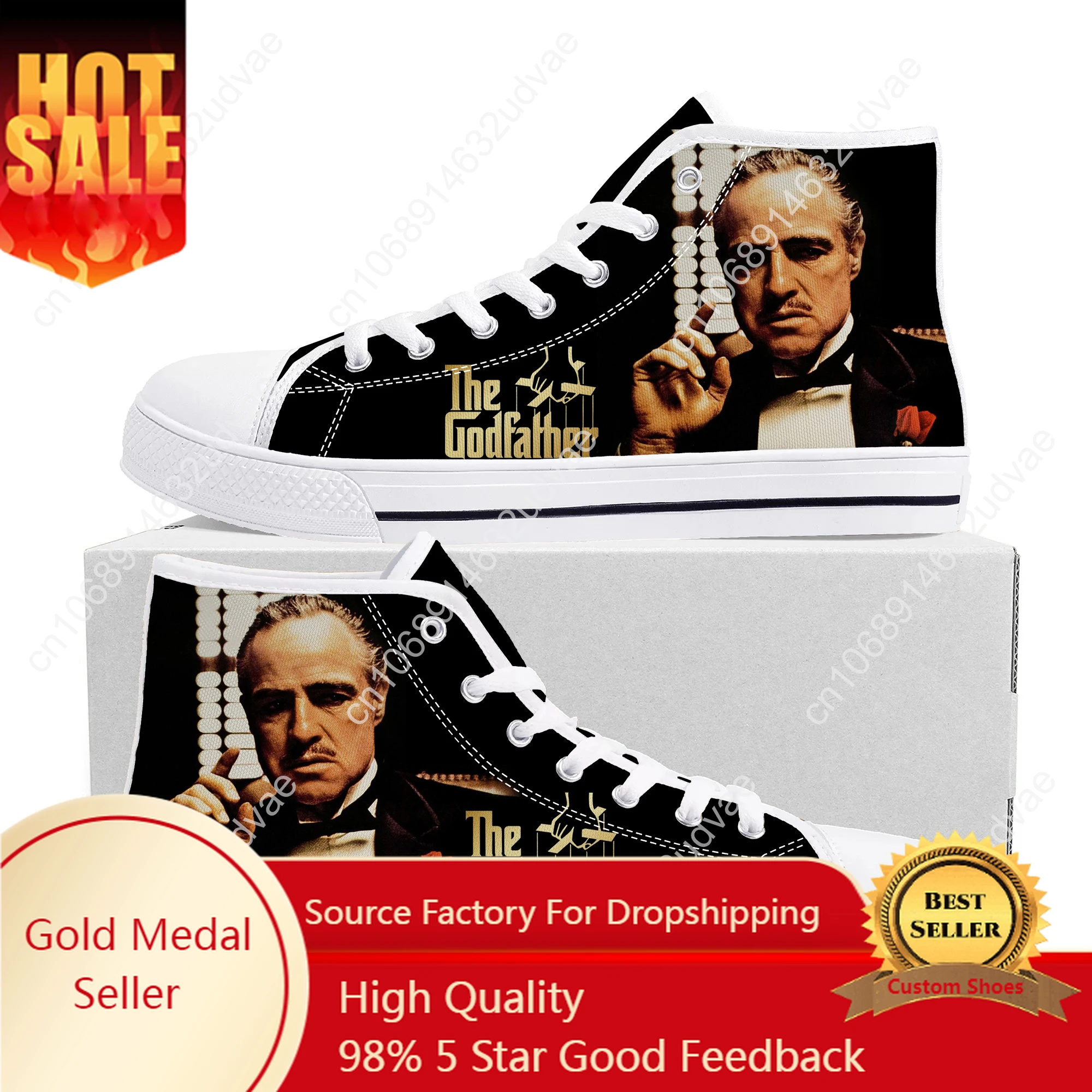 

Hot Cool Movie The Godfather High Top Sneakers High Quality Mens Womens Teenager Canvas Sneaker Casual Couple Shoes Custom Shoe