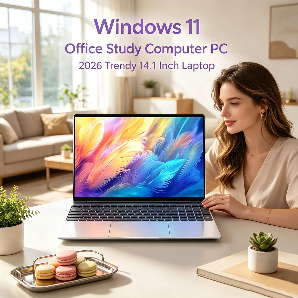 2026 New 14.1 Inch FHD Ultra Thin Laptop Win11 DDR4 16GB/32GB RAM 2TB SSD Portable Business Office Notebook PC Intel N95