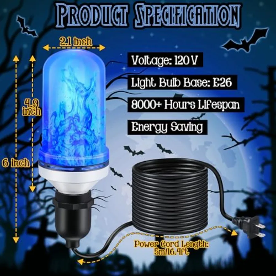 LED Halloween Skeleton Lighting Kit, E26 Base Flame Light With Up Down Effect, Scary Chest Light for Giant Skeleton Decor 2