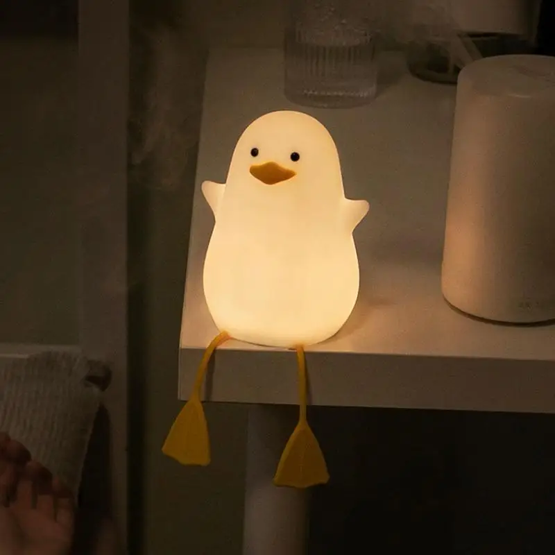 Duck LED Silicone Night Light para meninas, sensor de toque, lâmpada regulável com temporizador de 20 minutos, lâmpada USB para senhoras, lâmpadas de dormir, bonito