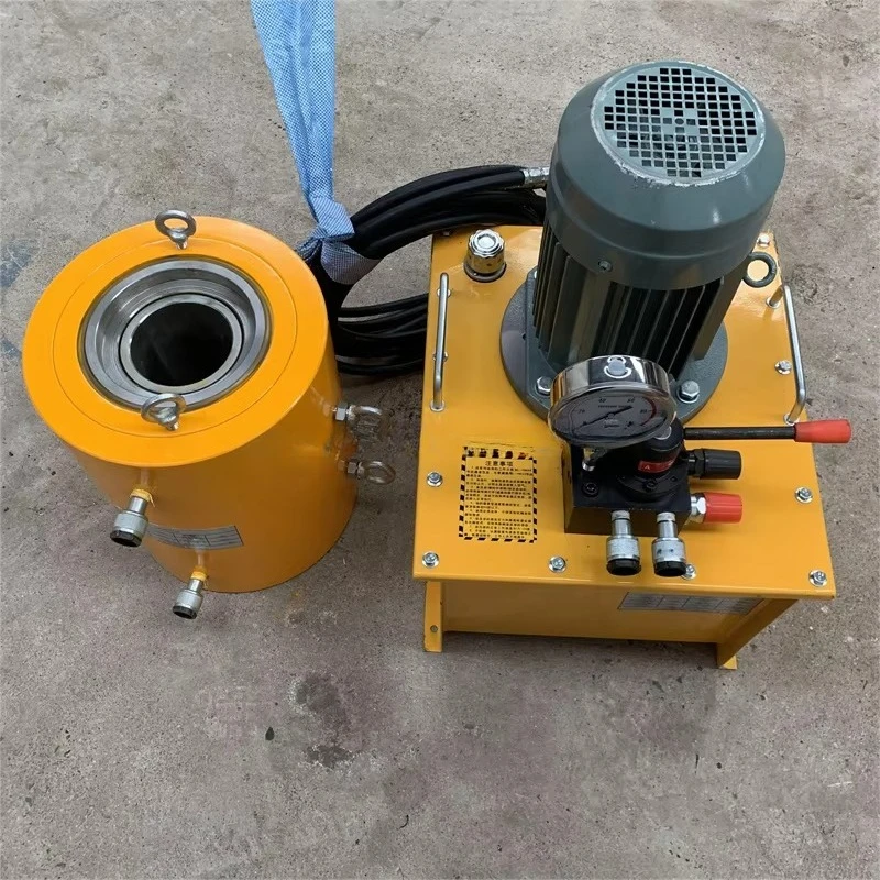 Post Tension Prestressed Hydraulic Stressing 200 Tons Hollow Jack 500 Ton Hydraulic Jacks Multi Strand Prestressing Jack