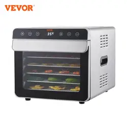 VEVOR-máquina deshidratadora de alimentos de 6 bandejas, secador de alimentos eléctrico de acero inoxidable de 700W con temporizador y temperatura ajustables digitales