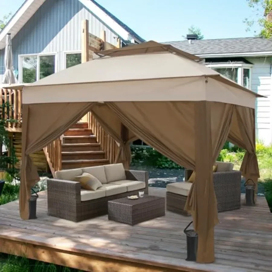 11x11 Pop Up Gazebo with 4 Sidewalls  Outdoor  Tent with UPF 50+ UV Protection Water Resistant Shelter with Carry Bag Stakes Ro