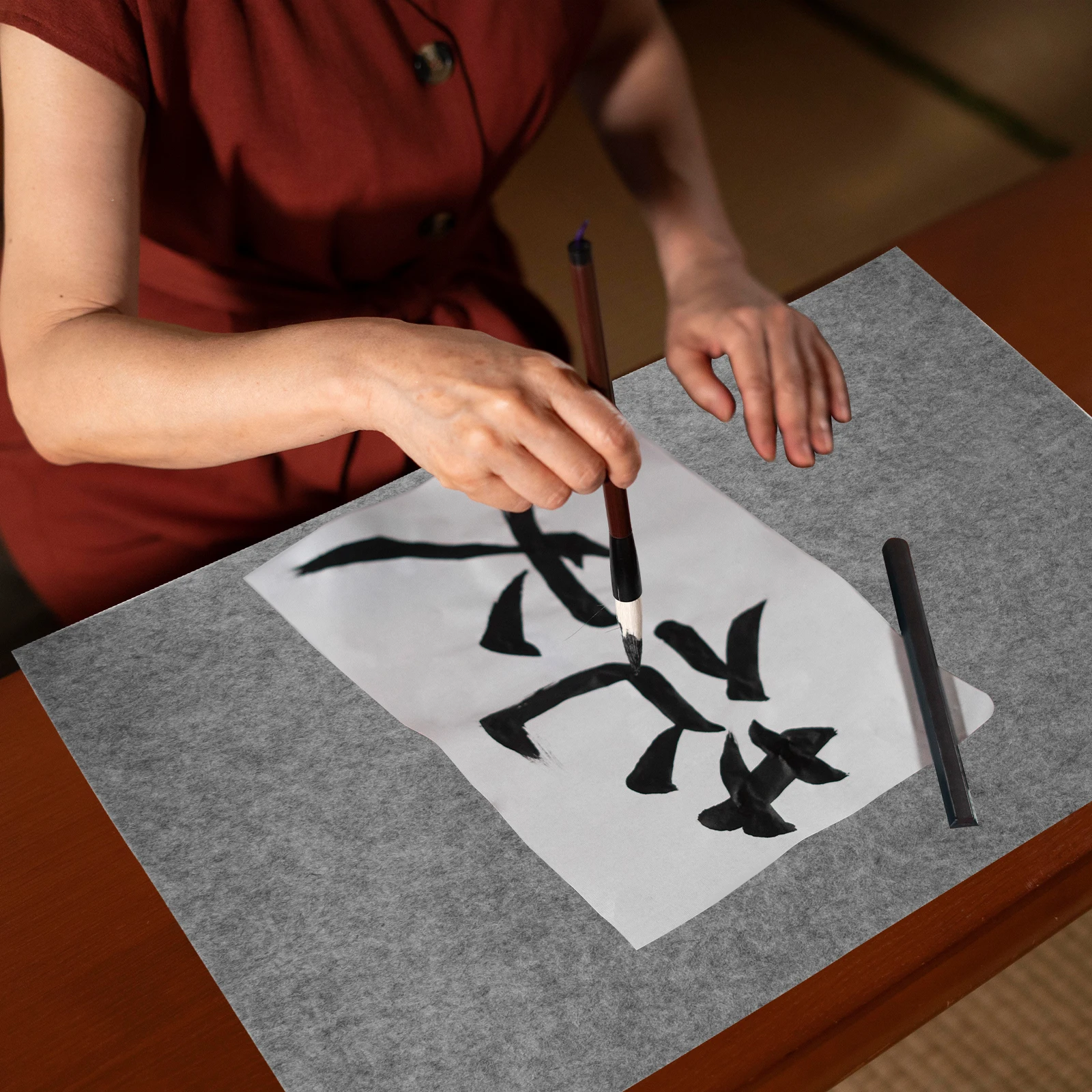 

Calligraphy Wool Felt Pad 5mm Grey 50x70 Desk Mat Protects Tabletop Smooth Writing Practical Student Art Supplies