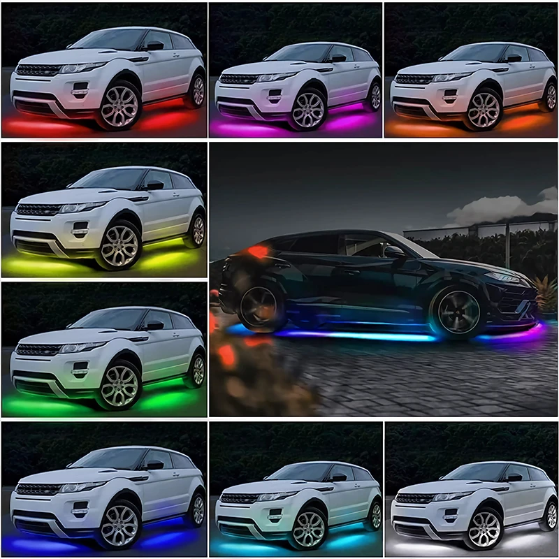 Car Underglow Neon Accent Strip Light LED Underbody Remote/APP Control RGB Neon Lights Decorative Ambient Atmosphere Lamp 12V