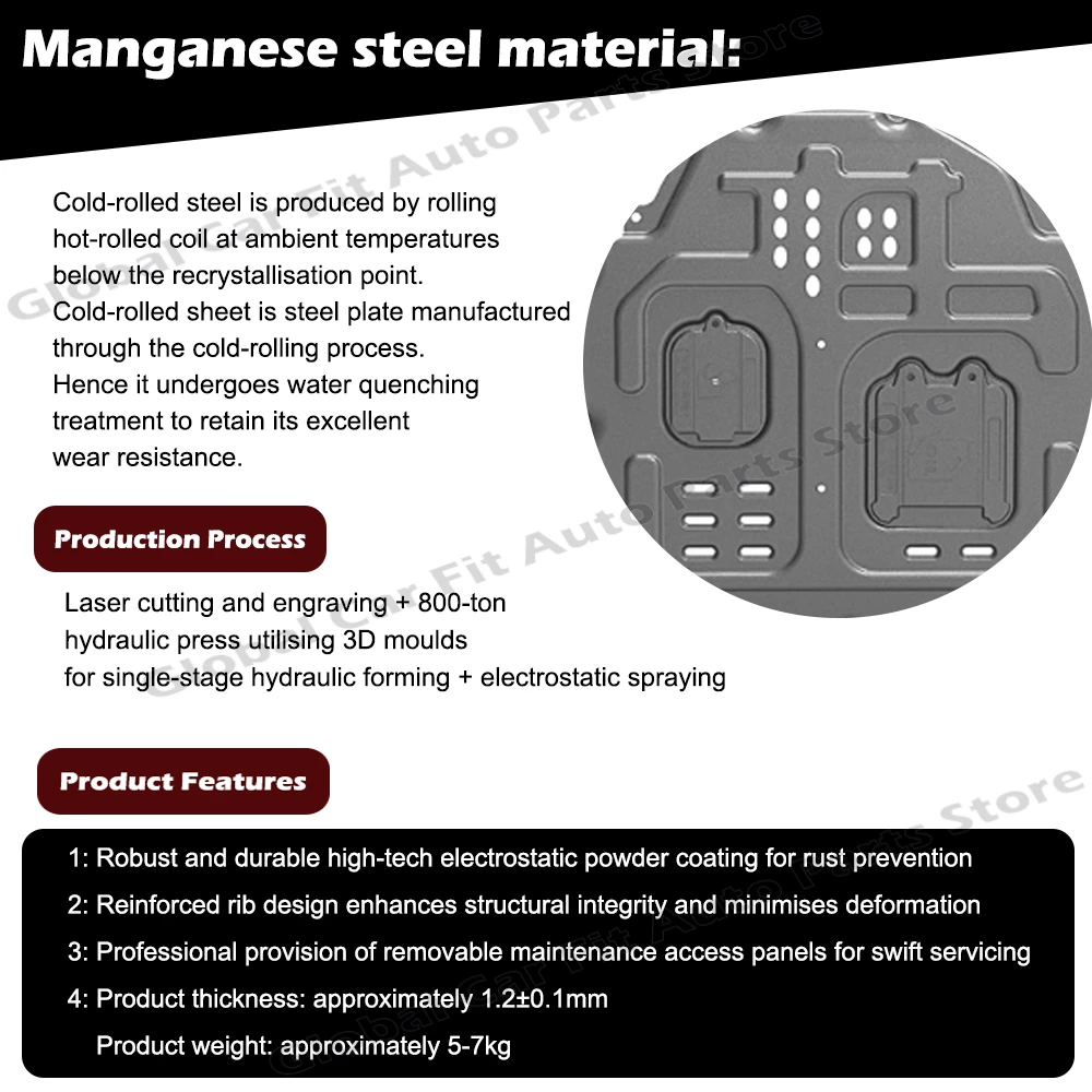 3D Custom Fit No Drilling Engine Skid Plate Under Engine Guard For Geely Borui 2020-2021 1.8T Durable Anti-Collision Mudproof 6