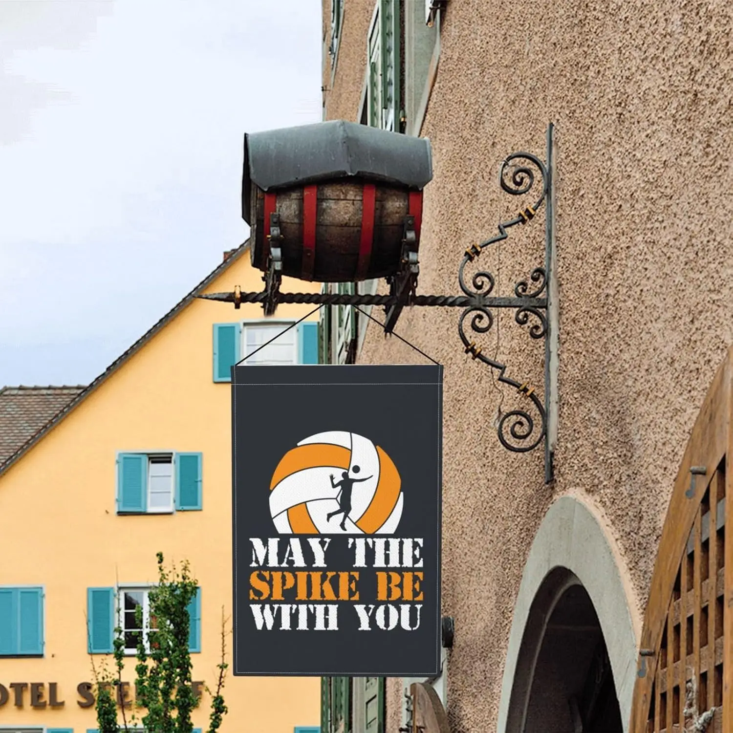 May The Spike Be With You Volleyball Faux Linen Double-Sided Flag Perfect For Decorating Outdoor Gardens And Lawns Durable A IIC
