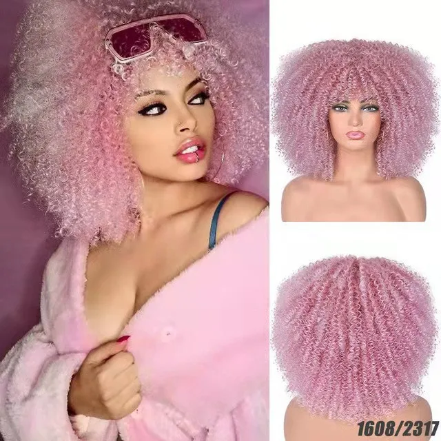 

Высокотемпературный парик из шелкового волокна на всю голову rican Small Curl Explosion Hair Sle Синтетическая шапочка для ежедневного использования