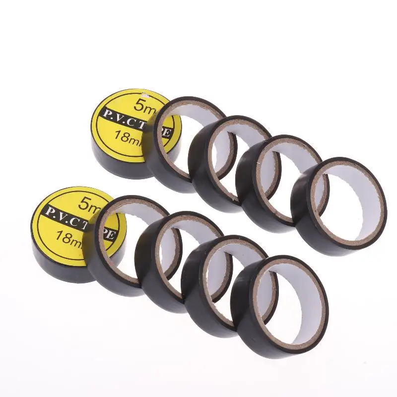 10 قطع من الشريط الكهربائي المطاطي الأسود عالي الحرارة - لاصق عازل مرن متين للاستخدام الصناعي والمنزل والميكانيكي