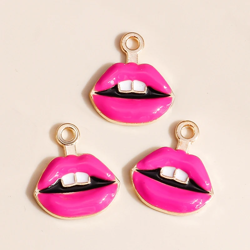 Leslie 10 Stück Mädchen süße Nagellack Lippen rote Lippenstifte Charms für Frauen Ohrringe Armband Halskette Schlüsselanhänger Schmuck Makiing DIY – Detail 13