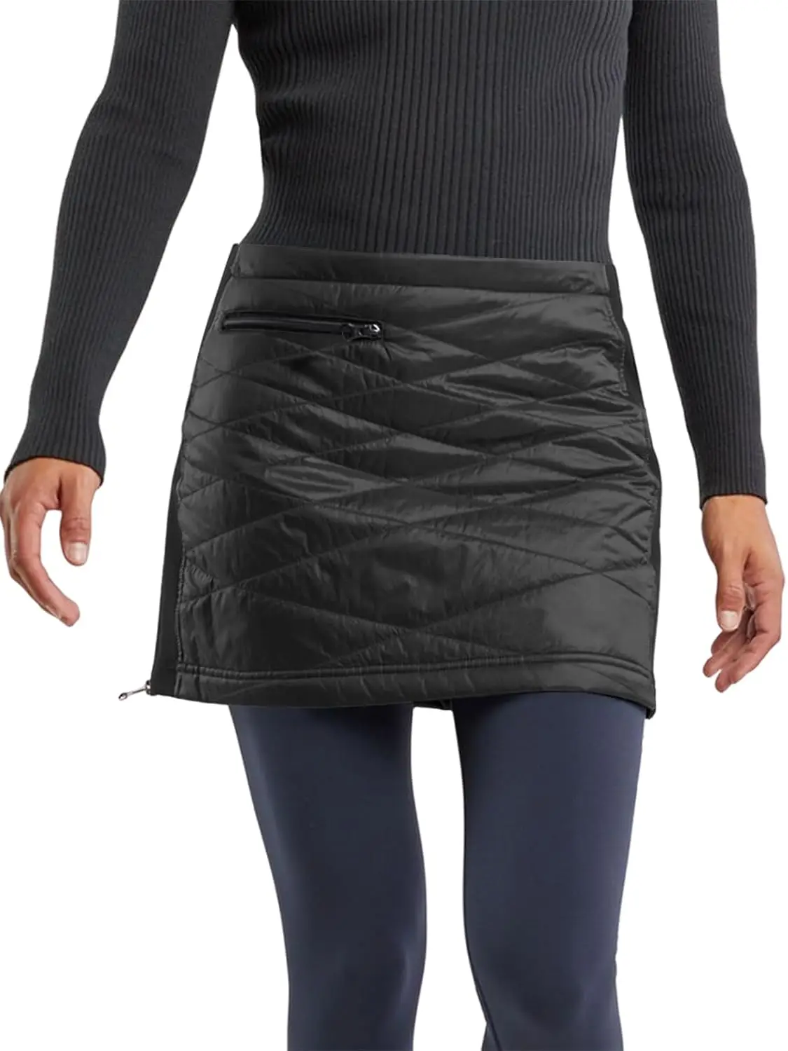 Solid Puffer Quilted Y2k Mini Skirt Winter Outdoor Women Clothing Zipper Insulated Skirts For Hiking Running Golf with Pockets