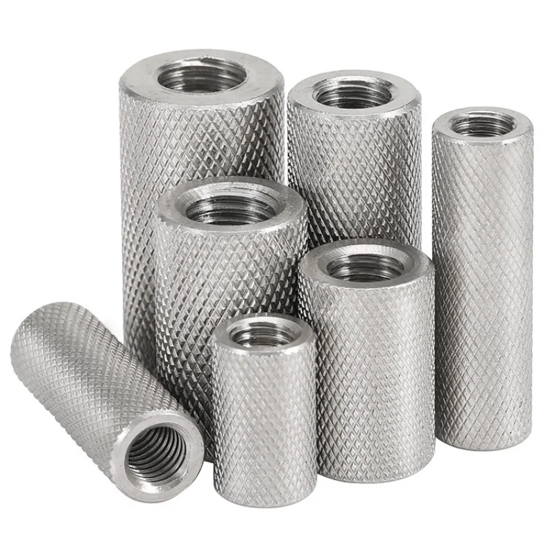 Tuerca de acoplamiento moleteada redonda de acero inoxidable 304, M2, M2.5, M3, M4, M5, M8, M10, M12, M14, M16, Tuercas de extensión larga para apretar el pulgar