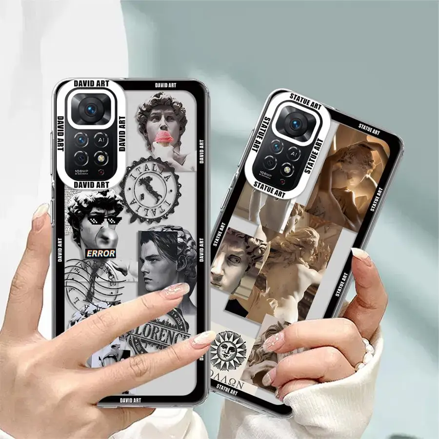 Aesthetic Da Vinci David Clear Soft Case for Xiaomi Mi 11 Lite 11T Pro Poco X3 Pro X3NFC Redmi 9A 10A 10C 12C 13C Phone Cover