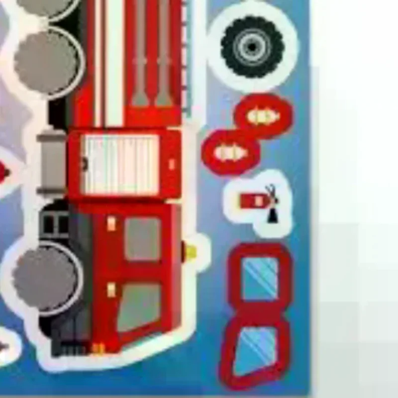 

Diverse Vehicle Combination: DIY Decal Puzzle Stickers - Ambulance, Excavator, Motorcycle & Fire Truck with 8 Sheets