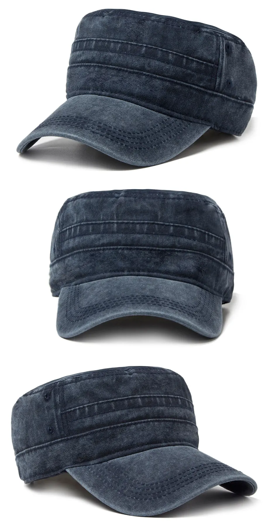 CNTANG 2024 Vintage männer Militär Kappe Frühling Sommer Mode Armee Flache Hüte Für Männer Casual Gewaschen Baumwolle Sonnencreme Baseball Caps – Detail 4