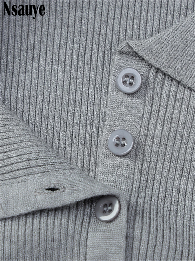 Nsauye inverno 2025 malha feminina moda casual manga longa turn down collar camisola camisa vestido sexy clube festa a linha vestido