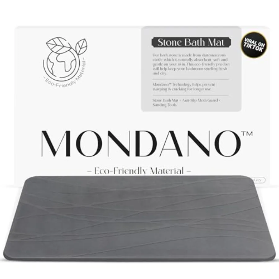 Stone Bath Mat, Quick Dry Non Slip Diatomaceous Earth Shower Mat Non-Slip, Quick Drying, Super Absorbent Bath Mat; Absorbs 150%