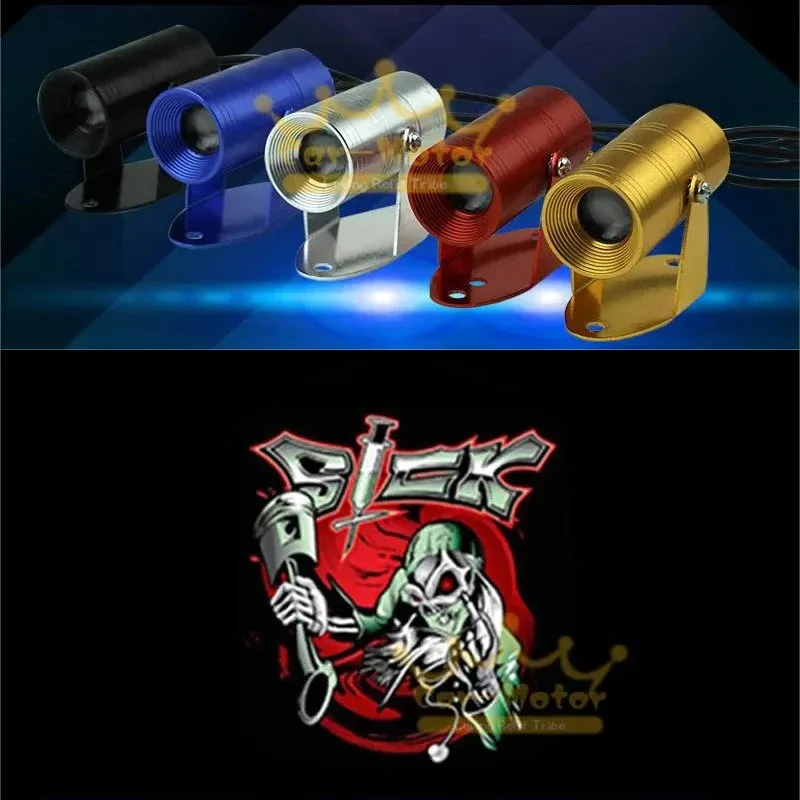 

1 Piece New Hot Sale Spotlight Shadow LED Universal Motorcycle Laser Logo Light 3007 Projector Sick Skull Logo Spotlight