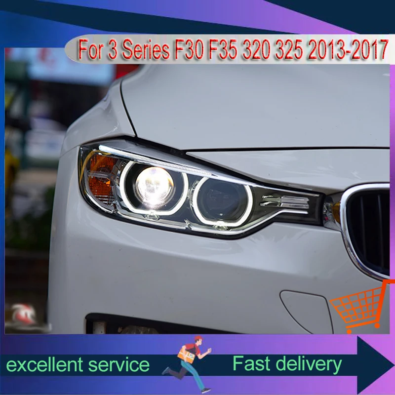 Car Headlight For BMW 3 Series F30 F35 320 325 2013-2017 High Configuration Angel Eye DRL Lens Xenon Auto Light Refit Assembly