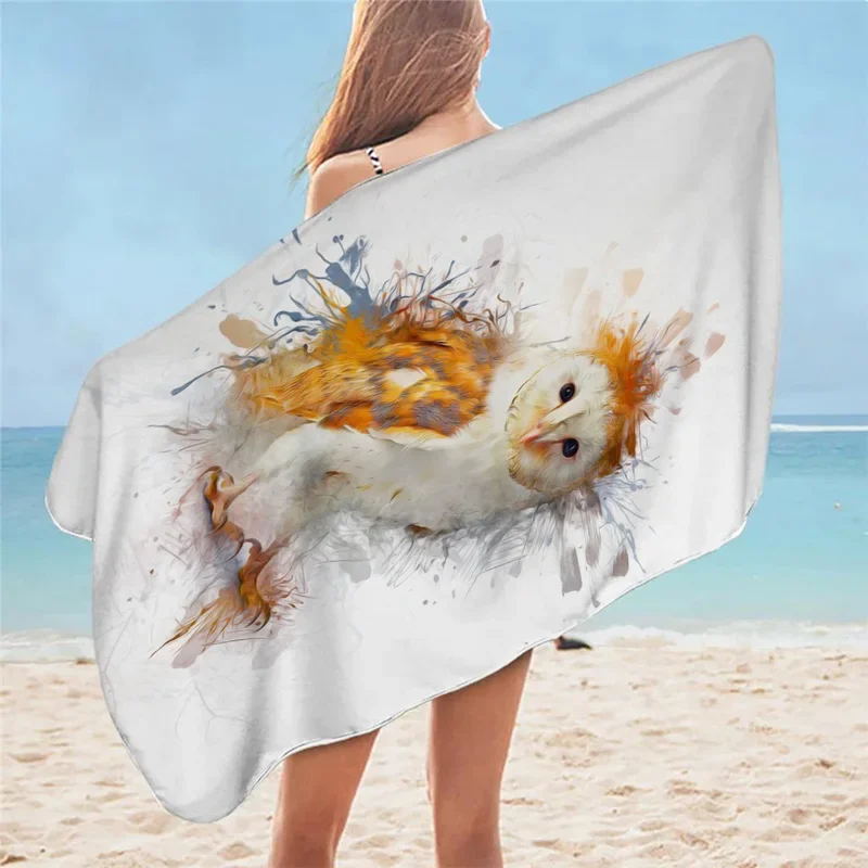 Barn Owl Painting  Beach Towel Cushion Adult Quicky-dry Microfiber Bath Towels Yoga Mat Sport Swimming Towels