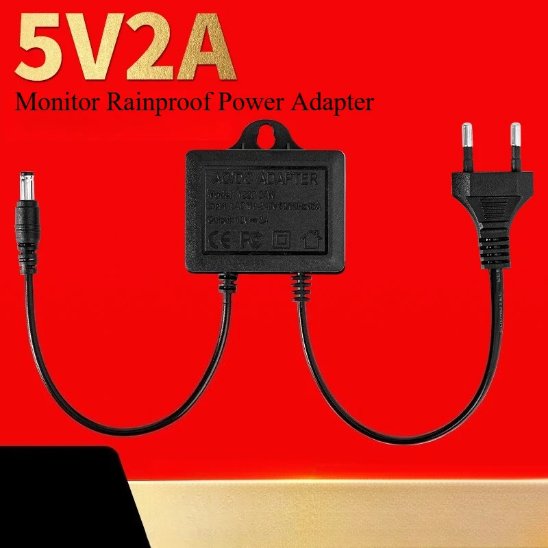 5V2A Power Supply Dedicated Plug for Dome Camera, Outdoor Waterproof and Dustproof Display Monitor, DC 10W Power Adapter