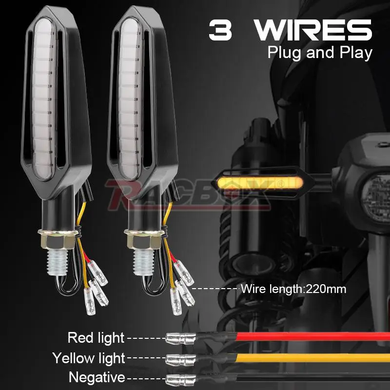 Motorcycle LED Turn Signal Lights 10mm Rear Lights Flasher Blinker Flowing Signal Lamp DRL Brake Tail Lamp For Street Dirt Bike