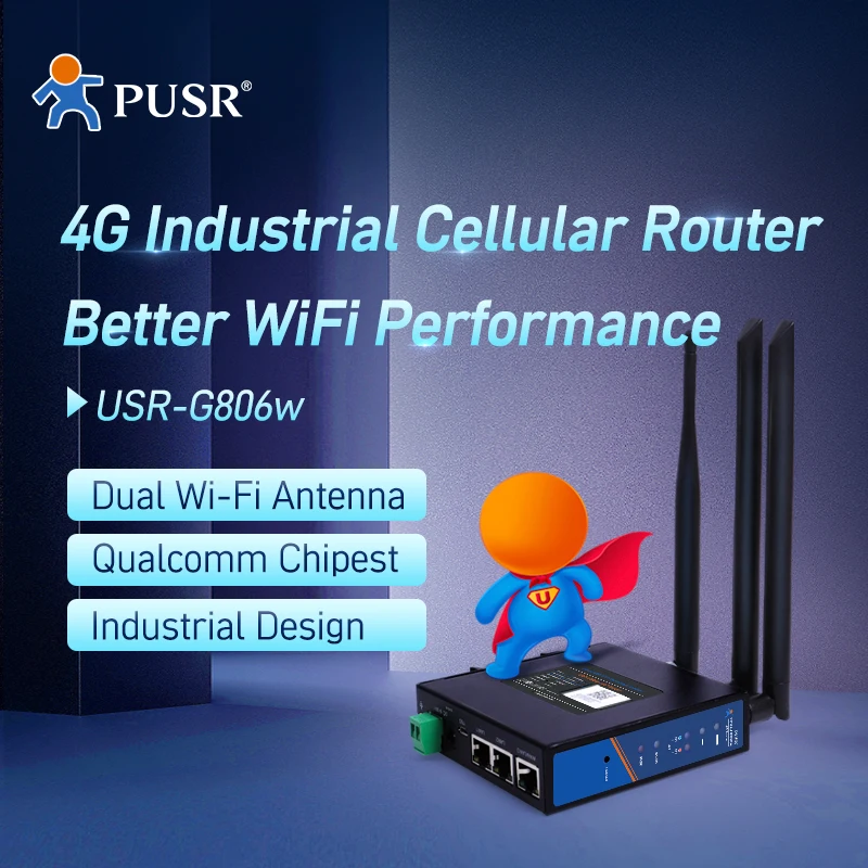 USR-G806W-E 유럽, 강력한 WiFi 기능 탑재, OPENVPN 서버 및 SIM 카드 슬롯 지원 산업용 셀룰러 라우터