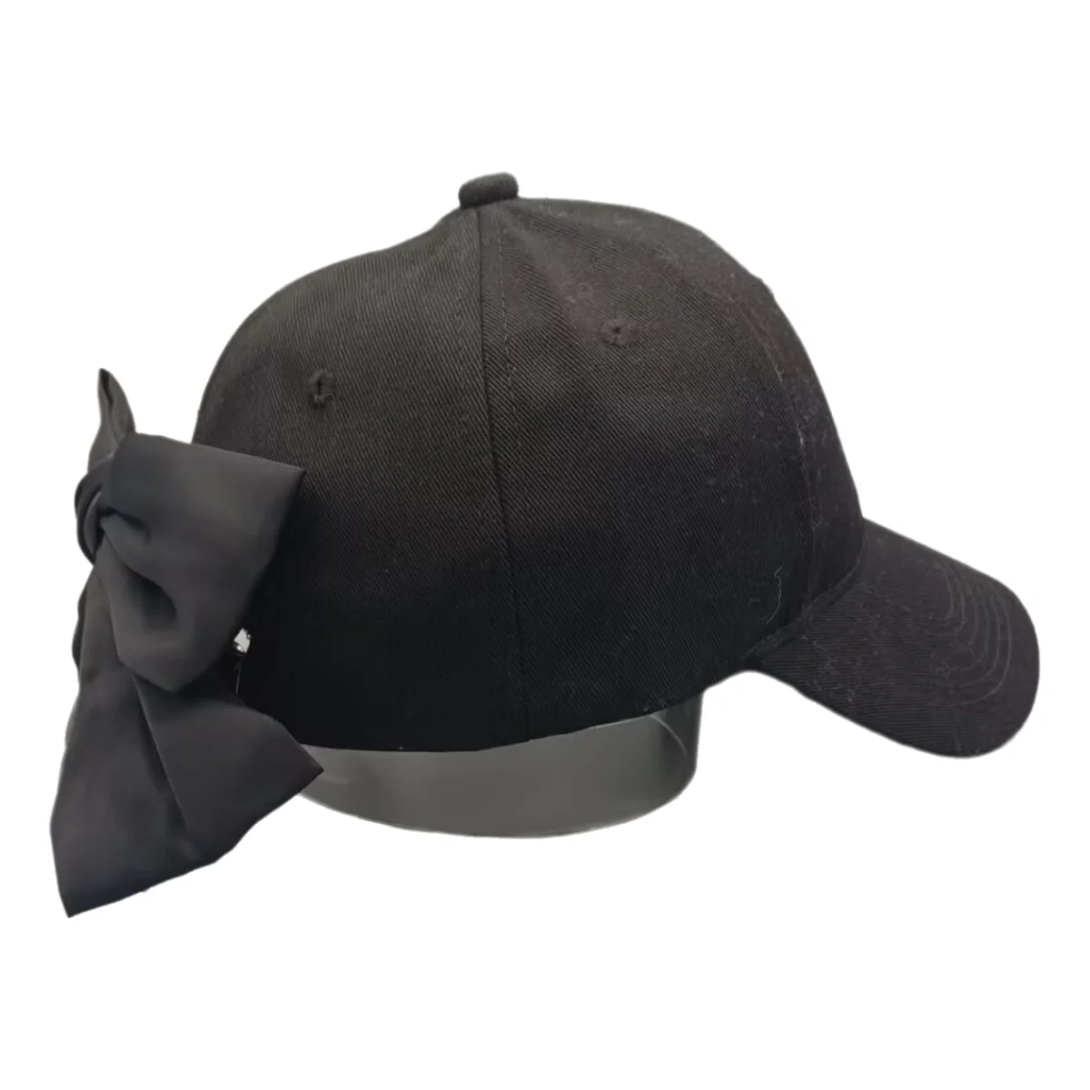 

1 pc Black Big Bow Baseball Cap Fashion Casual Adjustable Solid Colour Sun Hat Outdoor Riding Travel Duck Tongue Cap Dad Hat