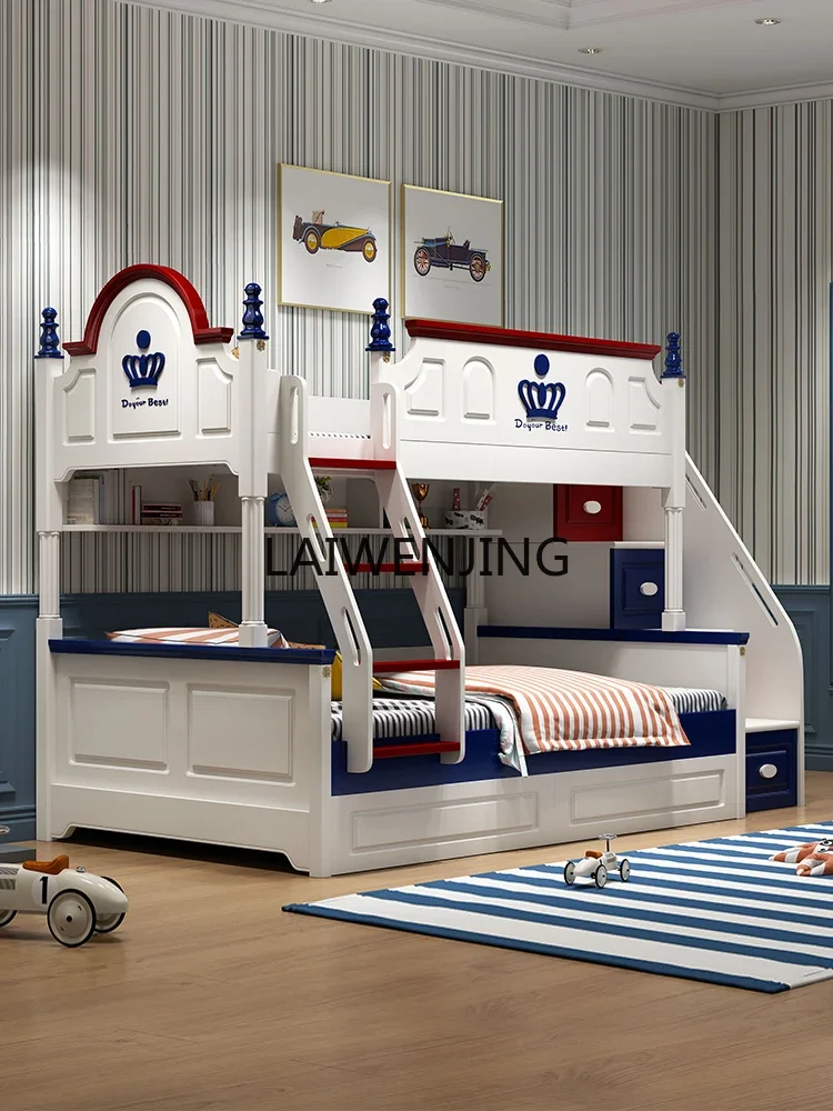 LYN two-layer staggered solid wood high and low child and mother bed upper and lower bunk wooden bed