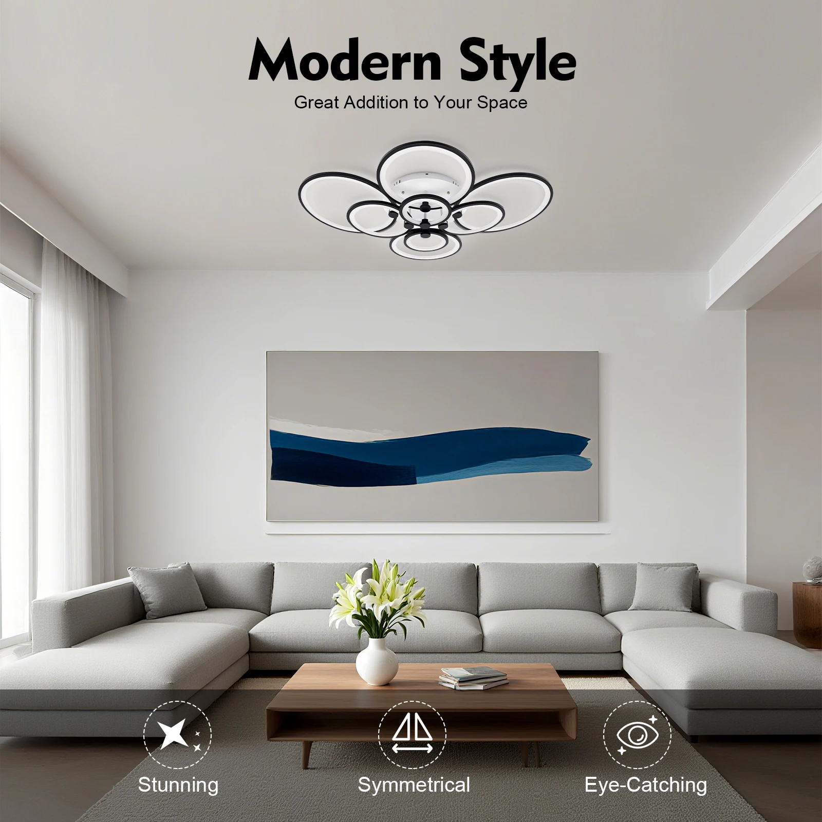 

Установите идеальную атмосферу! Умный потолочный светильник мощностью 140 Вт с дистанционным управлением, регулируемой яркостью и цветовой температурой для современной жизни