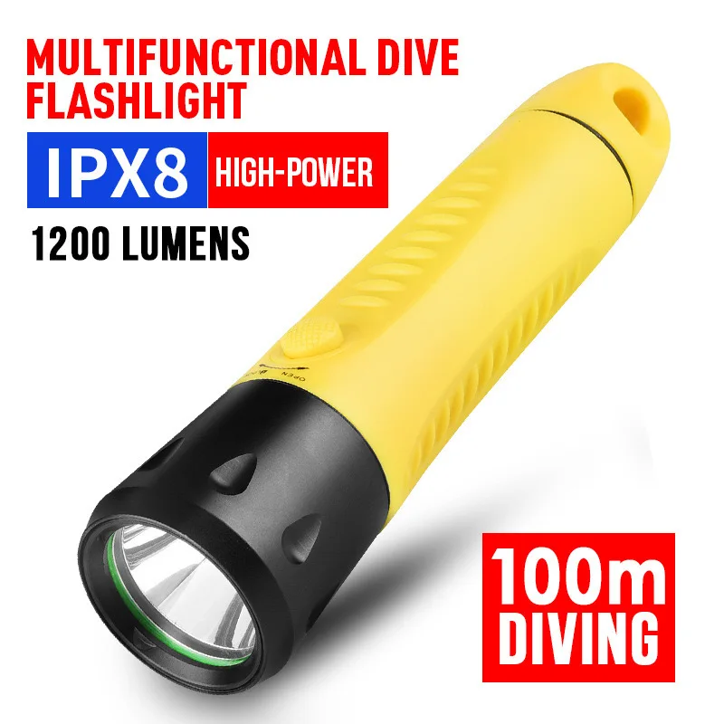 Diving flashlight charging strong light L2 focus long flashlight plastic waterproof submersible lighting at night submersible