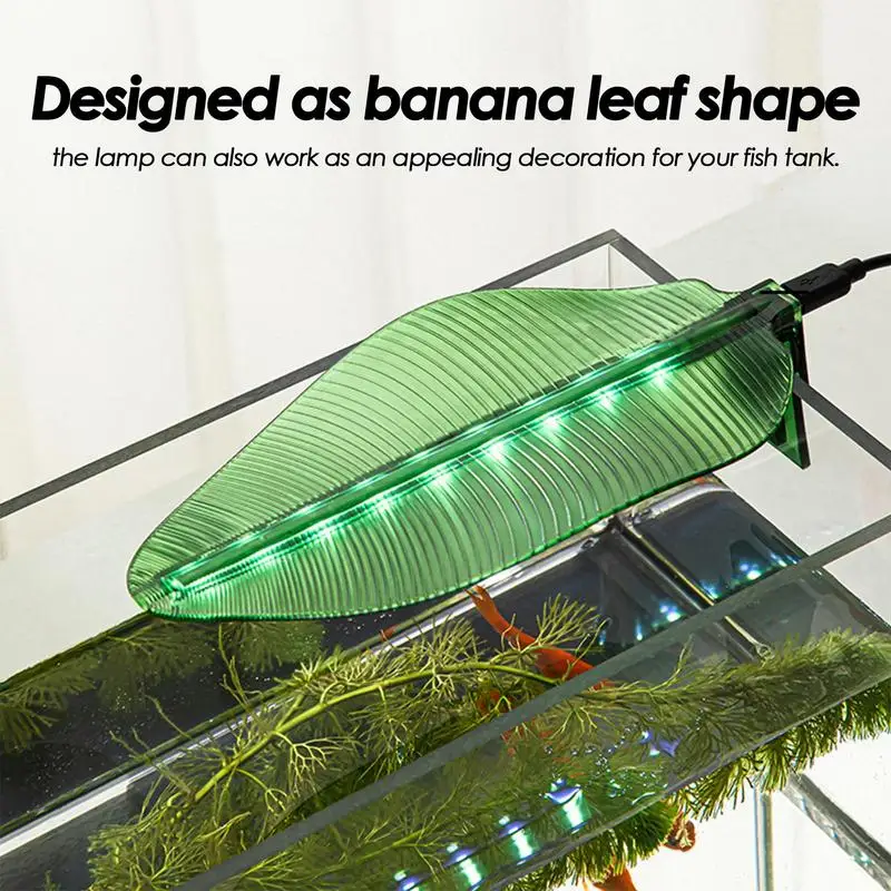 Fish Tank Clip Lamp Aquarium Lamp With Banana Leaf Shape Design Aquarium Plant Light Clip-On Fish Tank Light For Fish Tanks