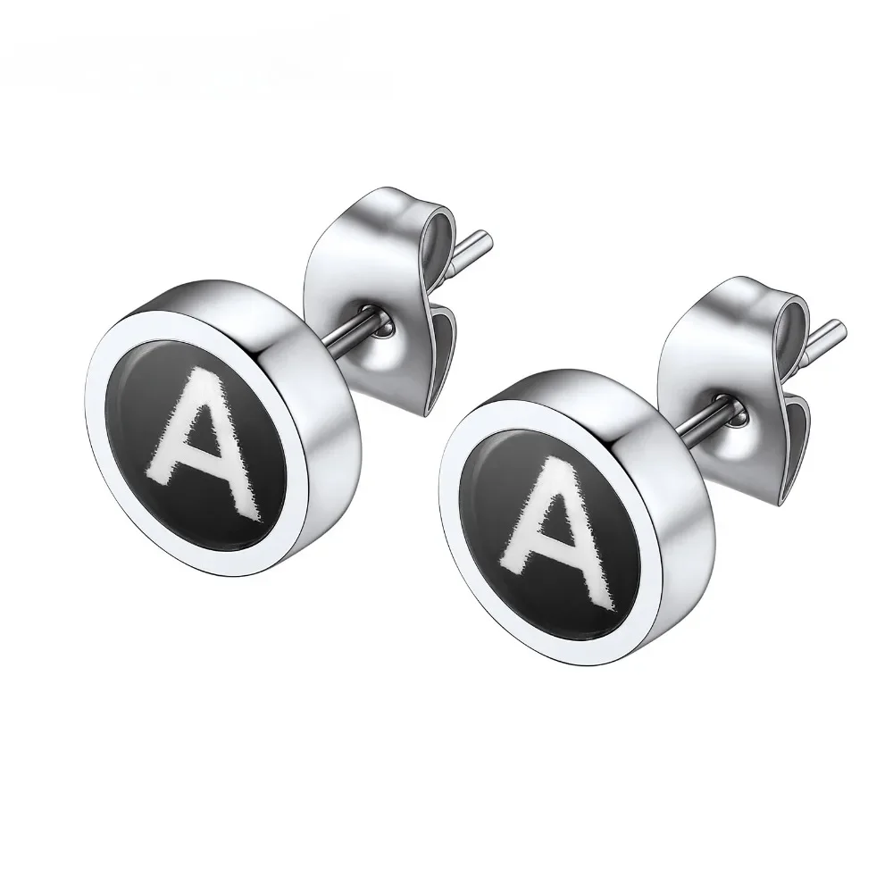 Starlord Initial Earrings For Men Women Cool Stainless Steel A-Z Letter Stud Earring