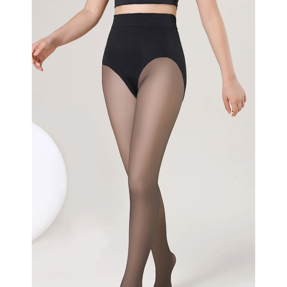 Black Silk Transparent Pantyhose Autumn And Winter Velvet Thickened High-waisted Hip Lift Sexy