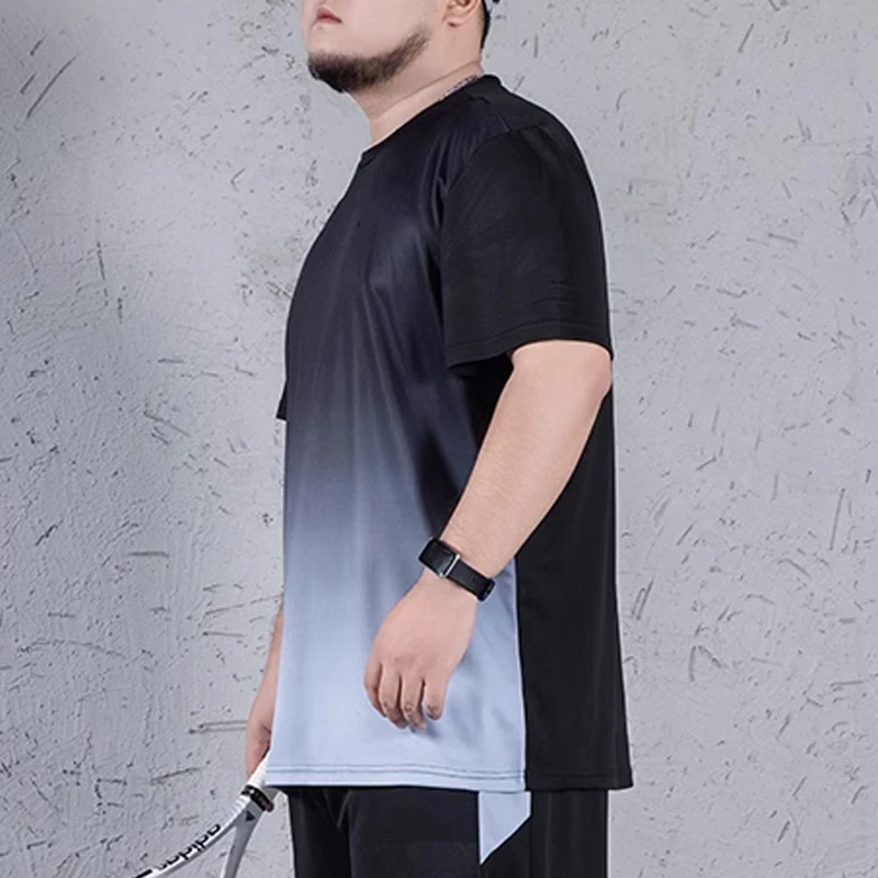 Men\'s Popular T-shirt Big Size 6XL/7XL 110-175KG Fashion Gradient Loose Short Sleeve Round Collar Tees Summer Oversized Tops