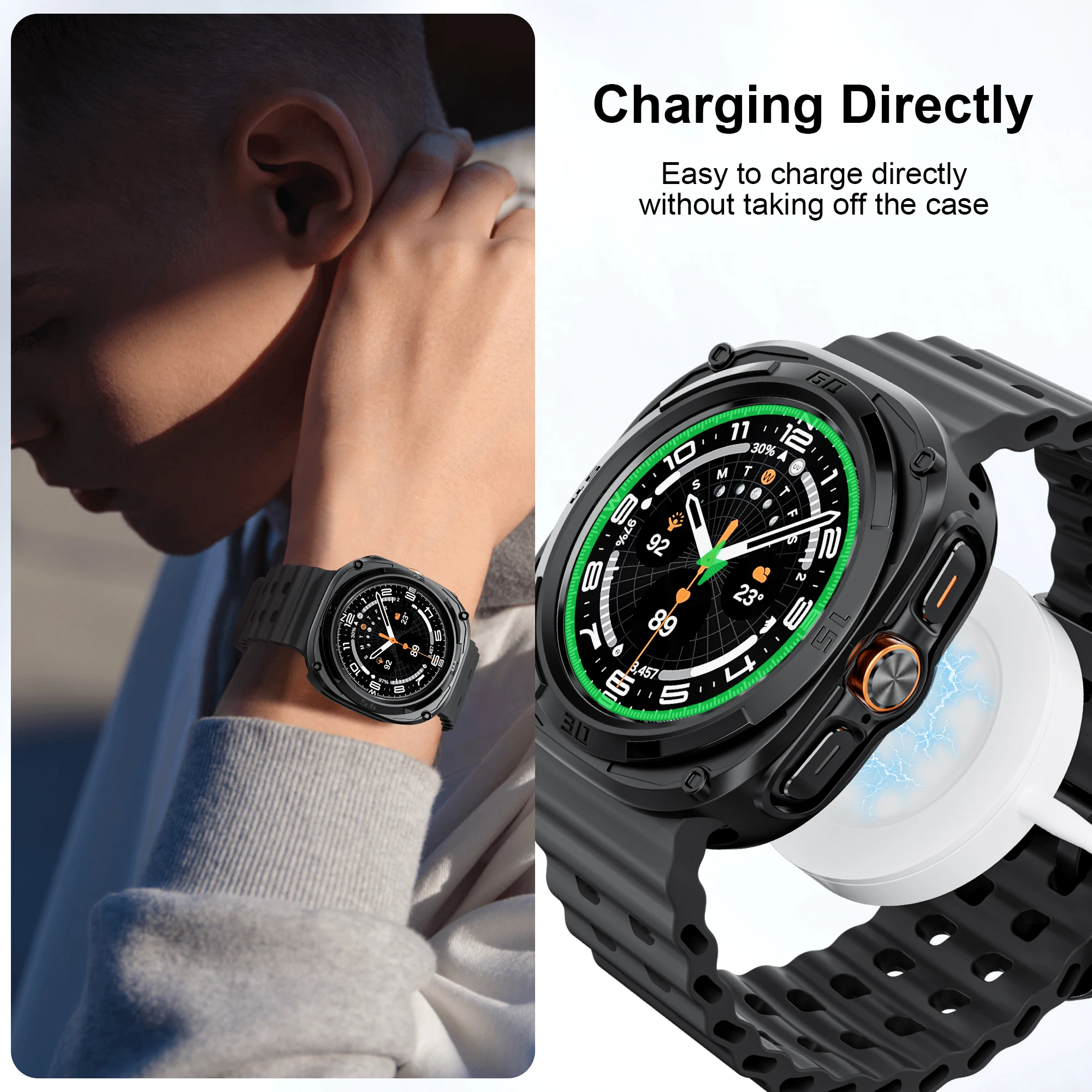 Case for samsung watch 7 ultra band 47mm Accessories Hard Hollow Frame Protective Bumper for samsung galaxy watch 7 ultra strap