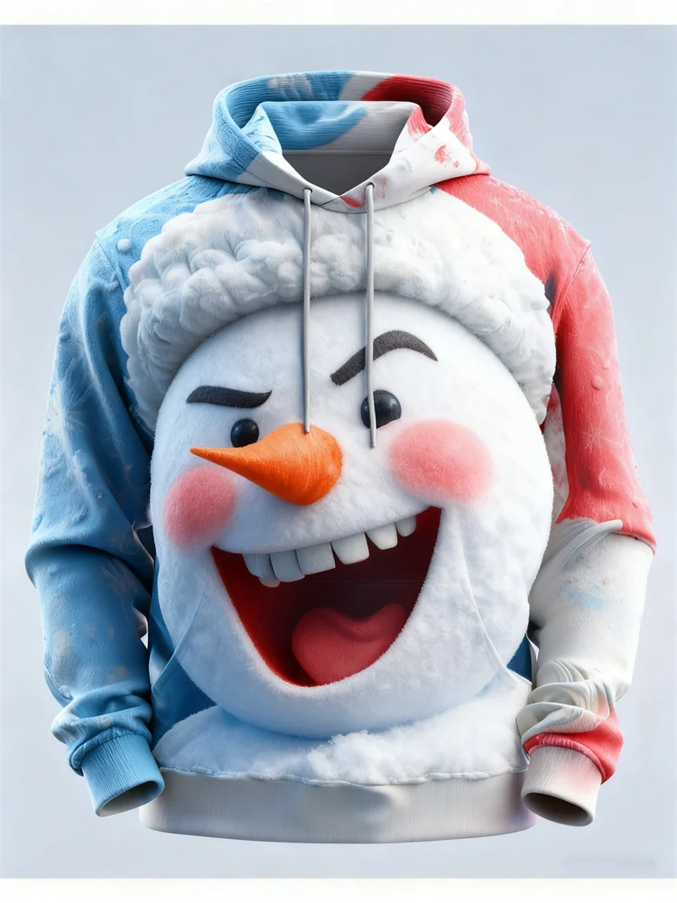 

3D Printed Cute Snowman Graphic Hoodies Autumn Winter Casual Comfortable Hooded Tops Christmas Theme Long Sleeve Unisex Clothing